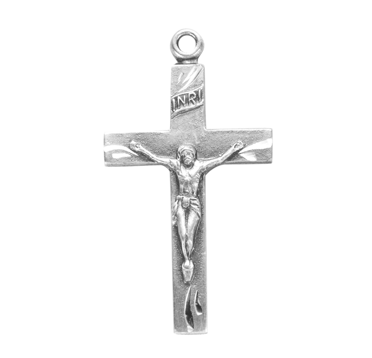 Basic Engraved Sterling Silver Crucifix Necklace | .925 Silver