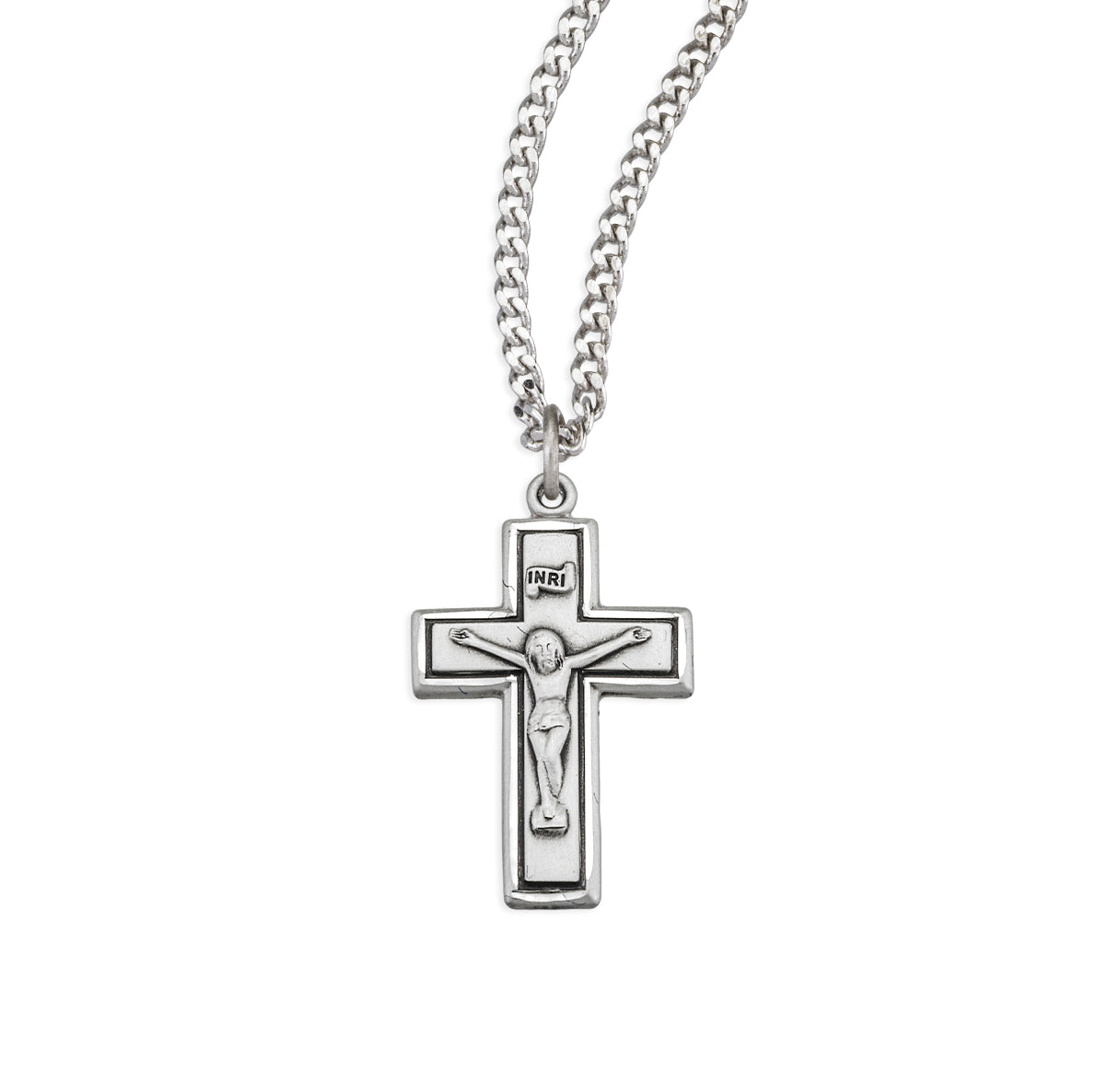 Sterling Silver Wide Crucifix Necklace | .925 Silver