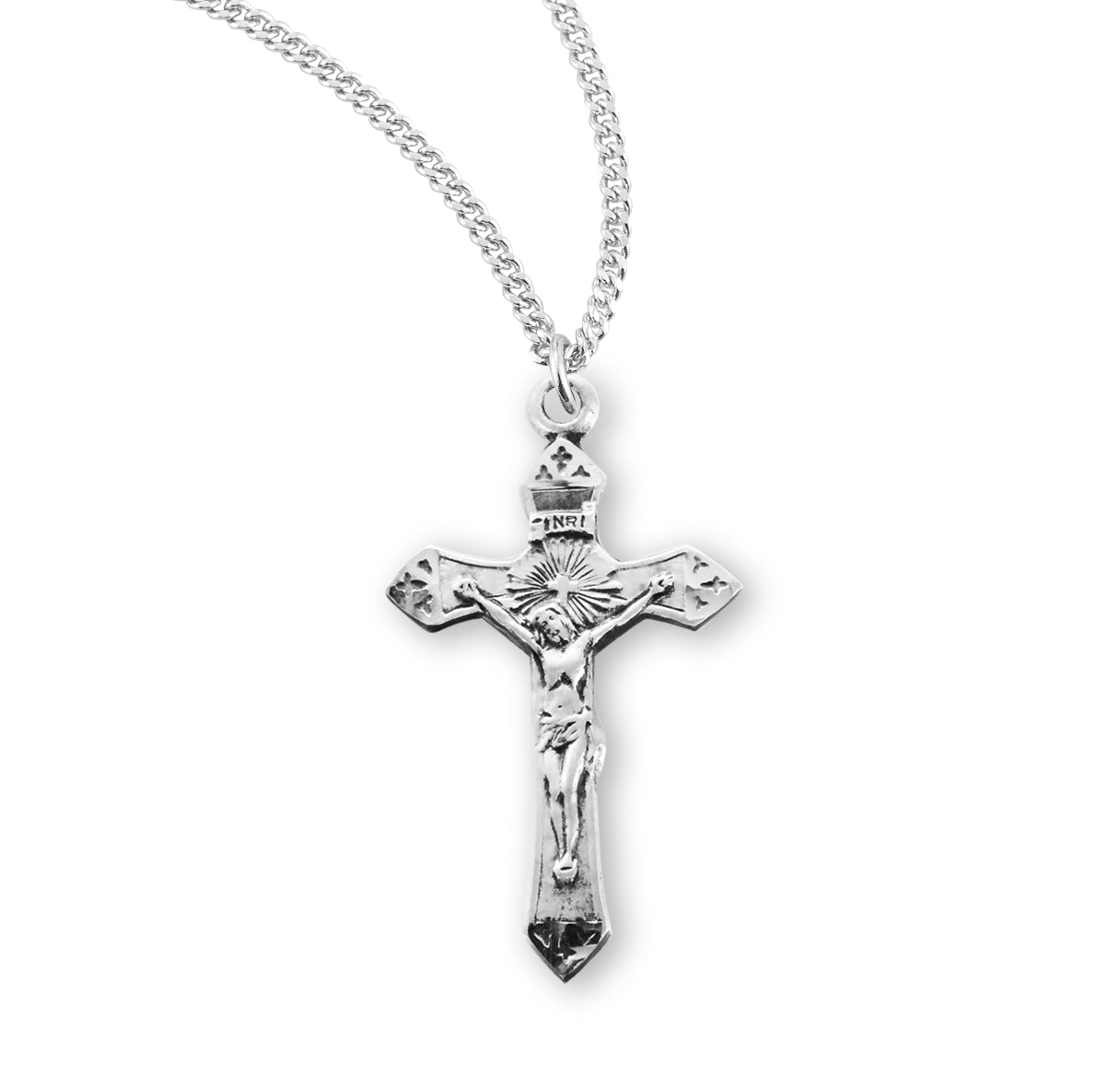 Sunburst Sterling Silver Crucifix Necklace | .925 Silver