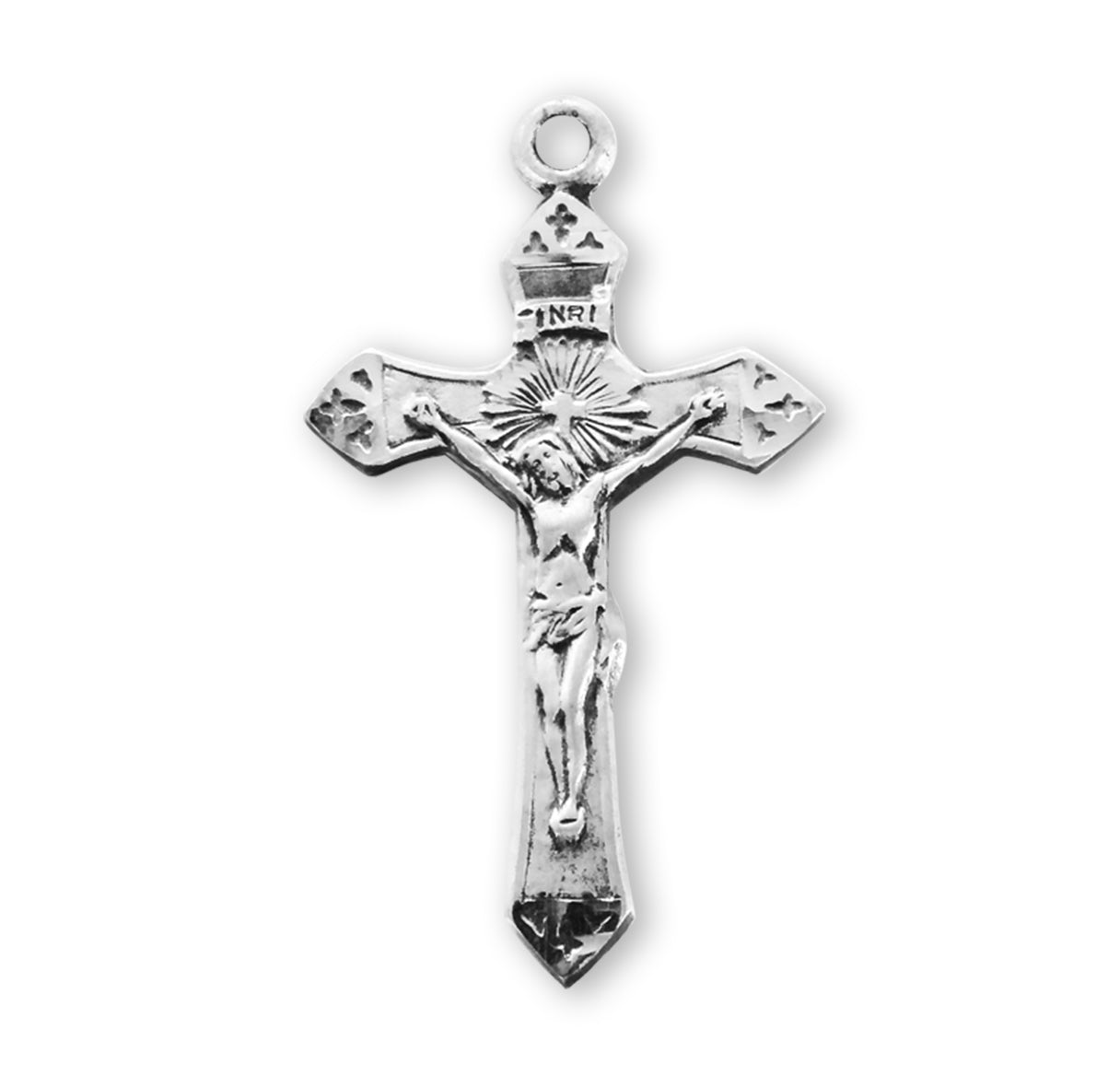 Sunburst Sterling Silver Crucifix Necklace | .925 Silver