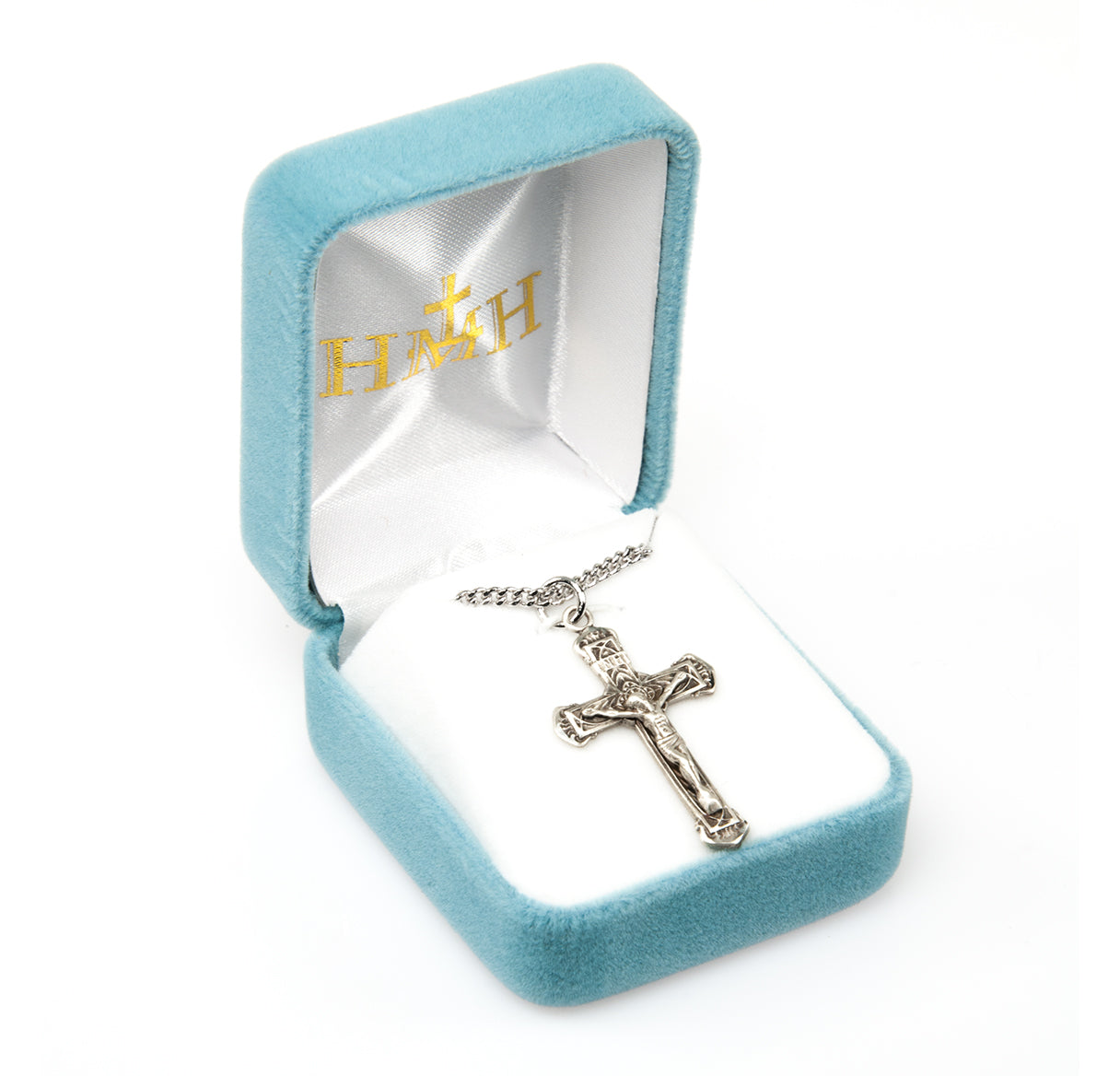 Intricate Lined Sterling Silver Crucifix Necklace | .925 Silver