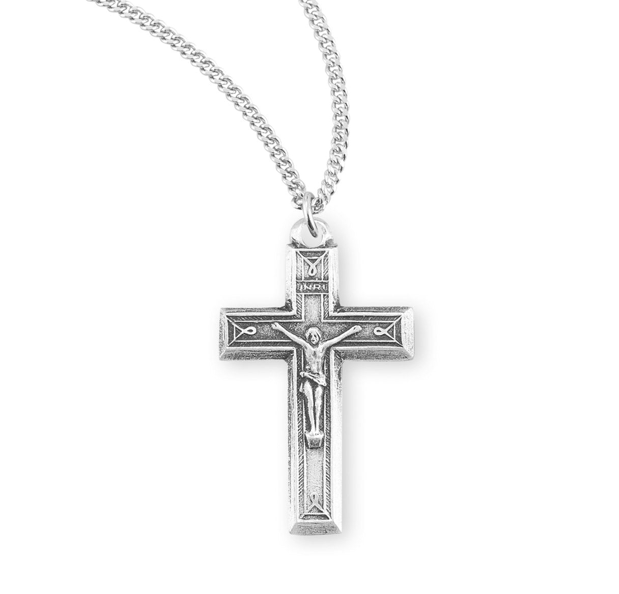 Engraved Sterling Silver Crucifix Necklace | .925 Silver