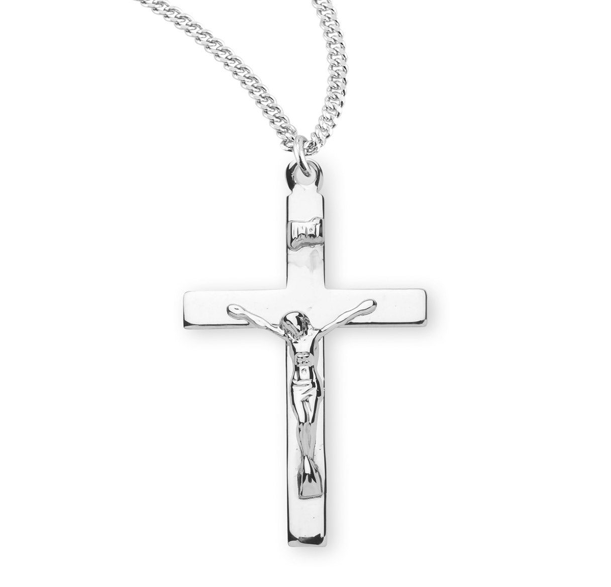 Sterling Silver High Polished Crucifix Necklace | .925 Silver