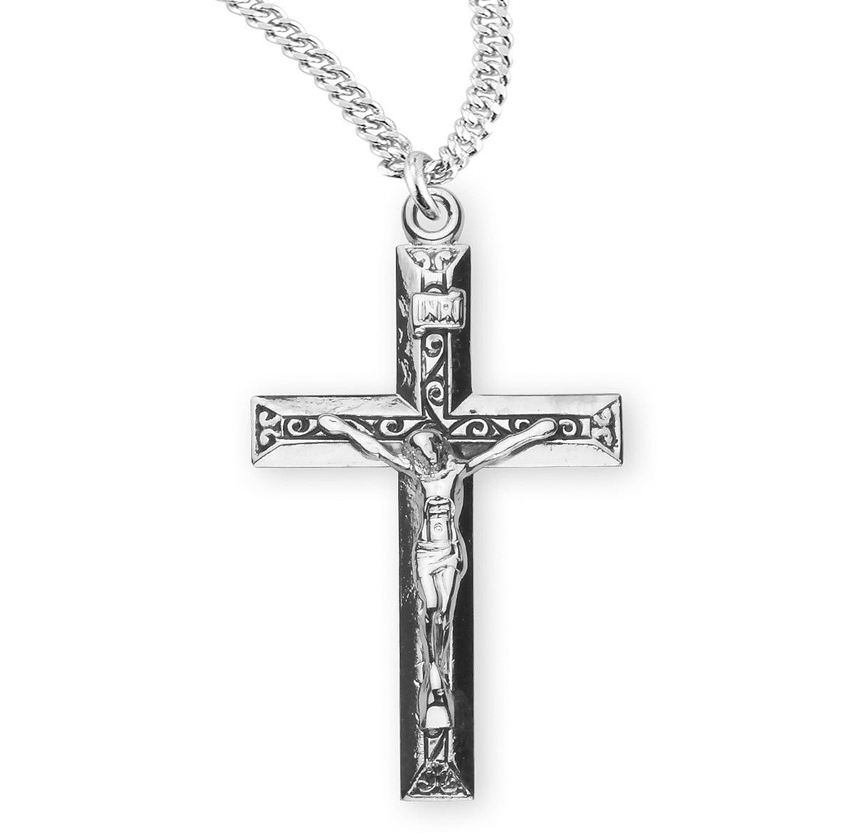 Sterling Silver High Polished Crucifix Necklace | .925 Silver