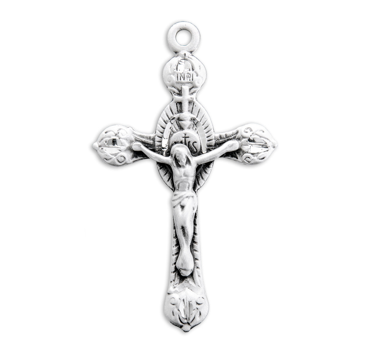 Monstrance Style Sterling Silver Crucifix Necklace | .925 Silver