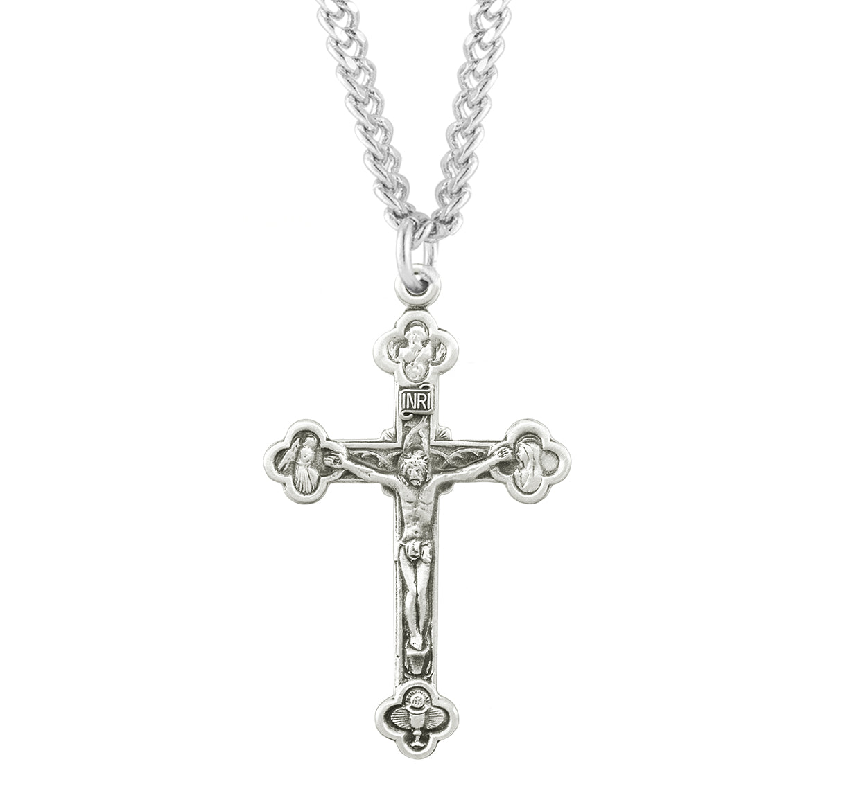 Budded Sterling Silver Crucifix Necklace | .925 Silver