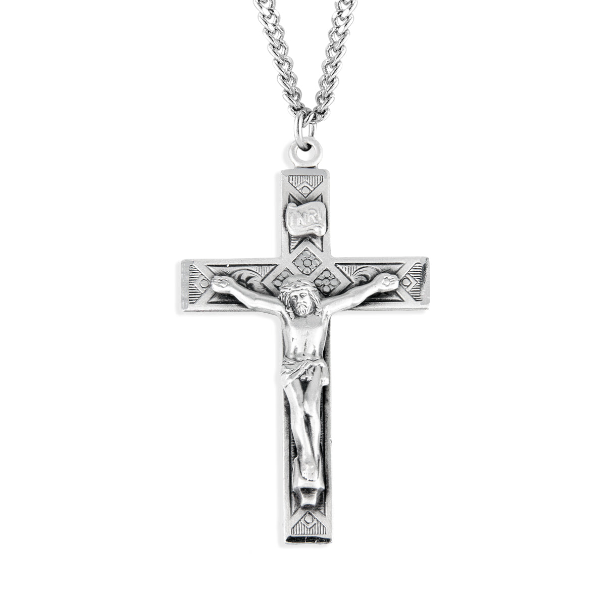 Sterling Silver Detailed Crucifix Necklace | .925 Silver