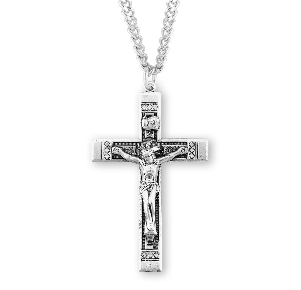 Sterling Silver Detailed Crucifix Necklace | .925 Silver