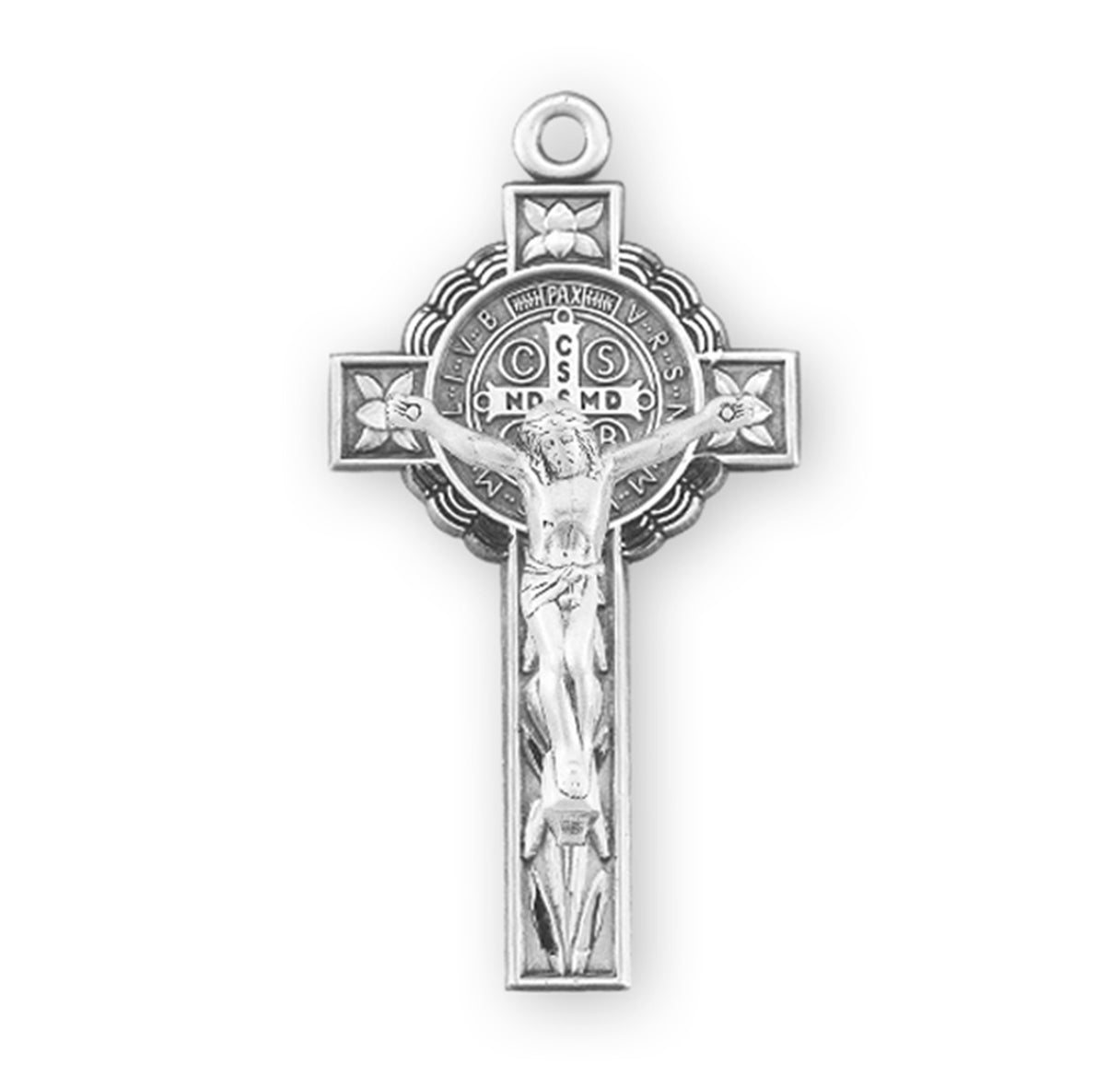 Saint Benedict Jubilee Sterling Silver Medal/Crucifix Necklace | .925 Silver