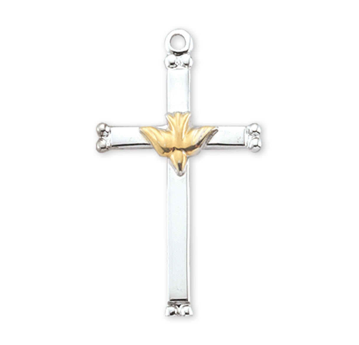 Sterling Silver Holy Spirit Two-Tone Crucifix Necklace | .925 Silver
