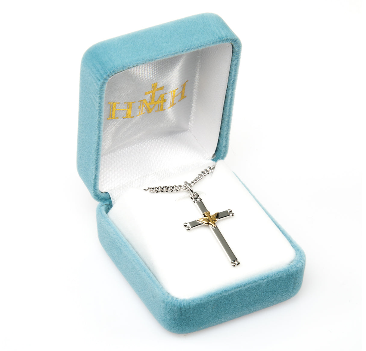 Sterling Silver Holy Spirit Two-Tone Crucifix Necklace | .925 Silver