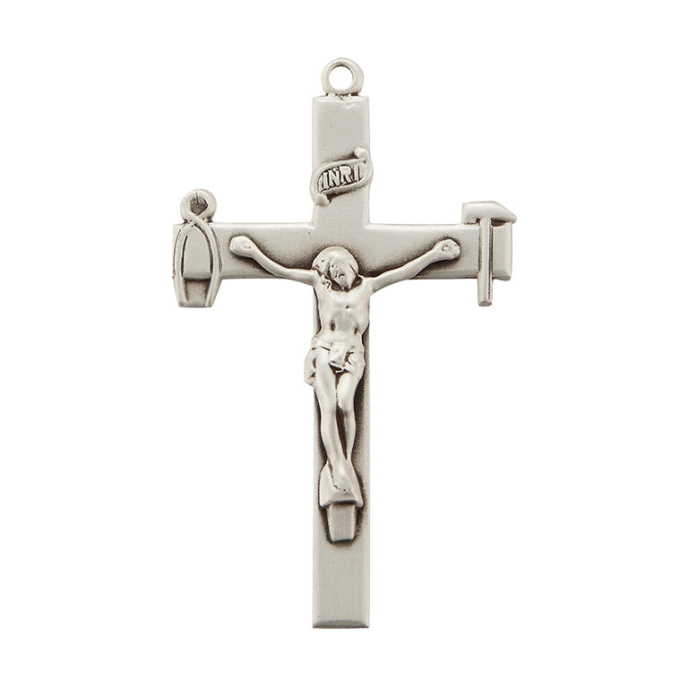 Sterling Silver LaSalette Crucifix with Hammer Princer Necklace | .925 Silver