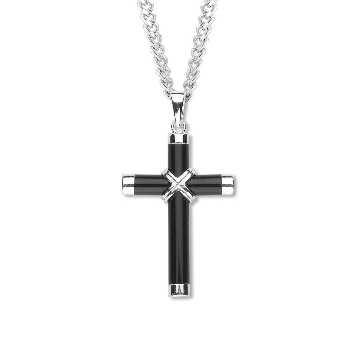 Genuine Onyx Cross Necklace | Catholic Jewelry