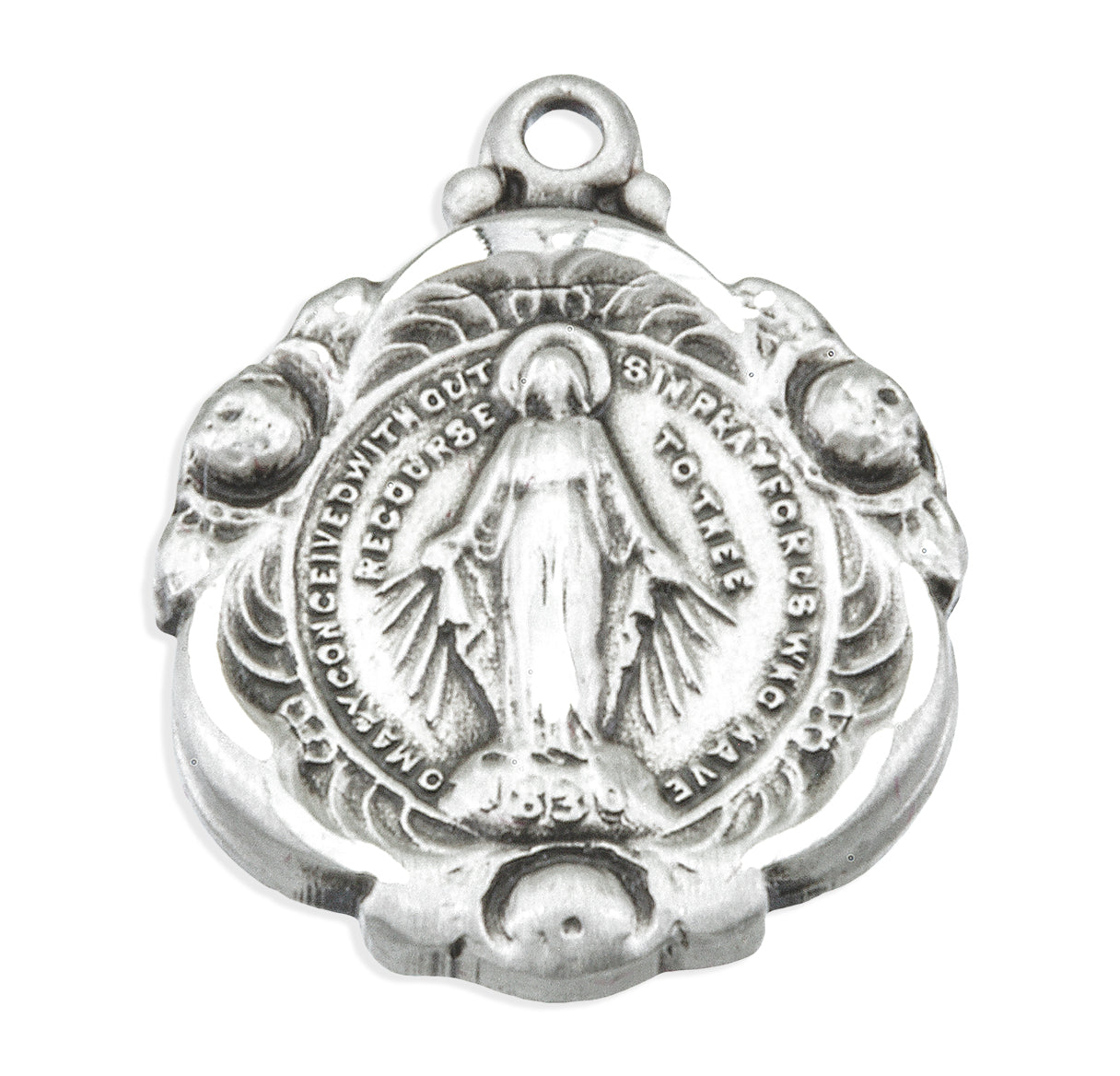 Sterling Silver Miraculous Medal Pendant with Chain | .925 Silver