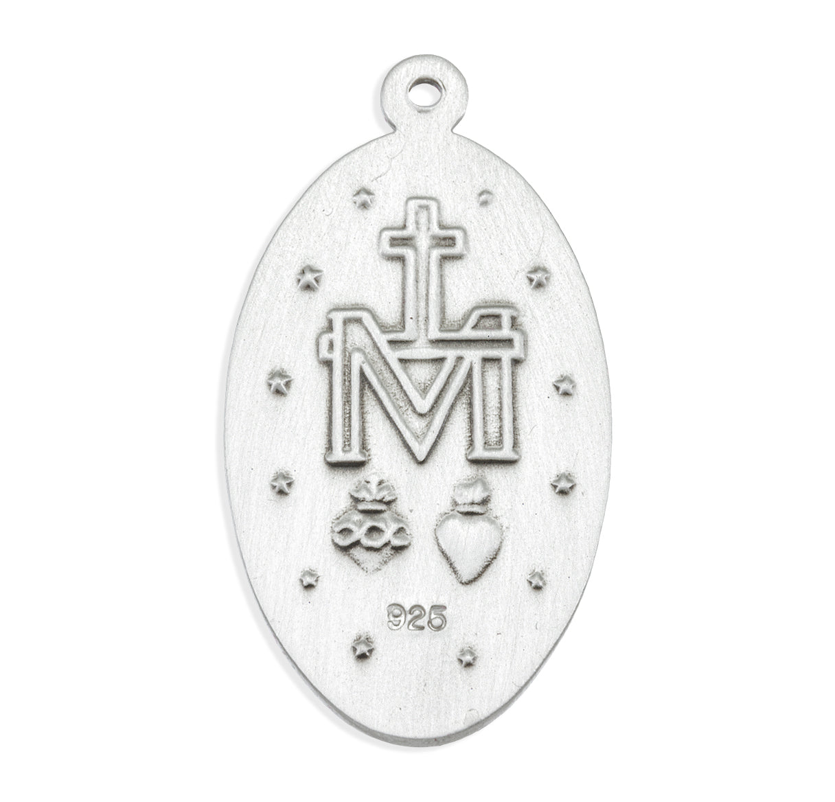 Sterling Silver Oval Miraculous Medal Pendant with Chain | .925 Silver