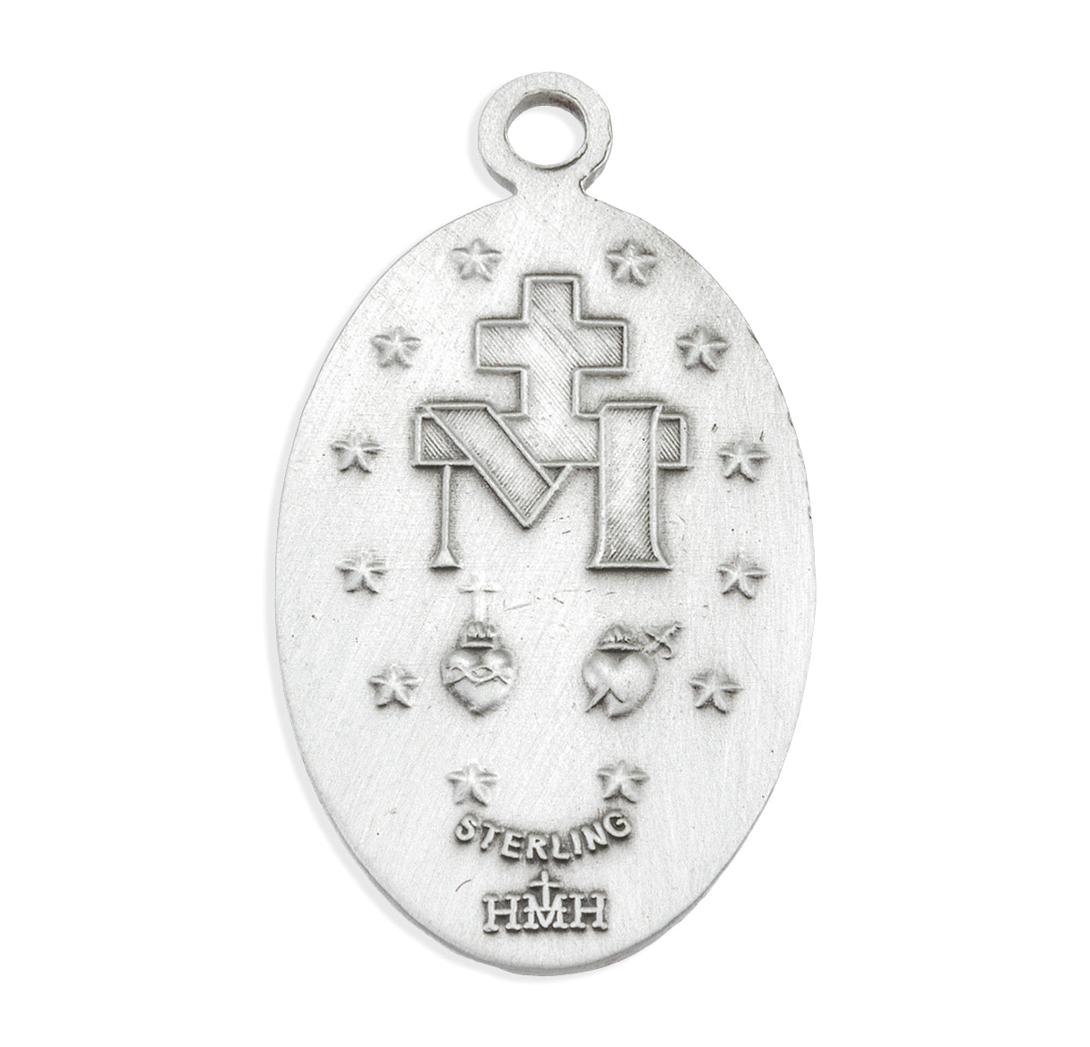 Sterling Silver Oval Miraculous Medal Pendant with Chain | .925 Silver