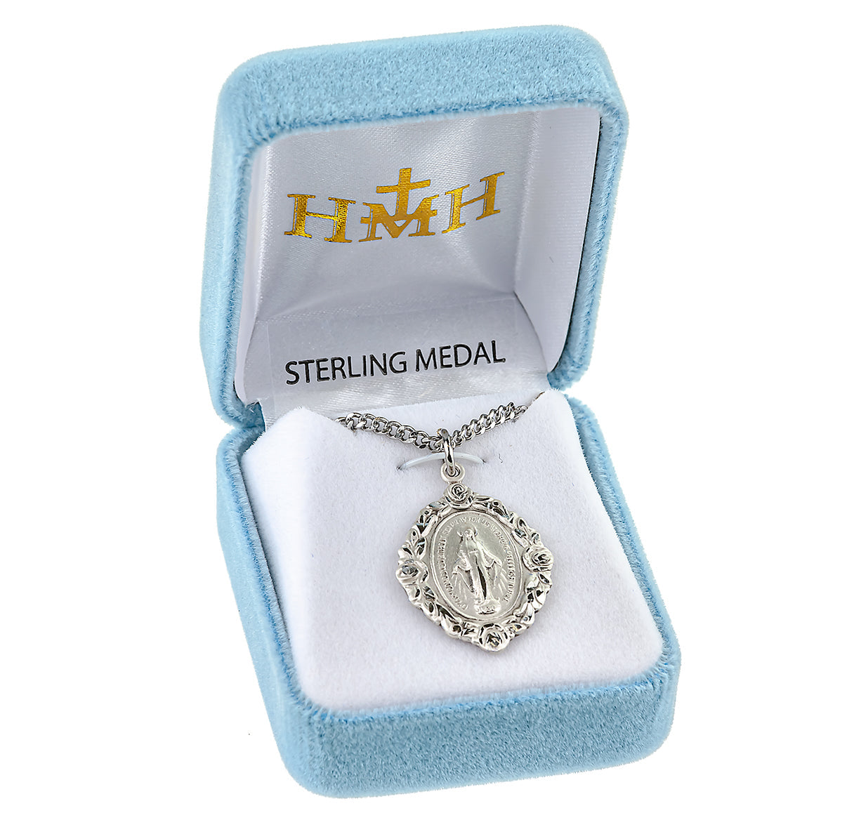 Sterling Silver Miraculous Medal Pendant with Chain | .925 Silver