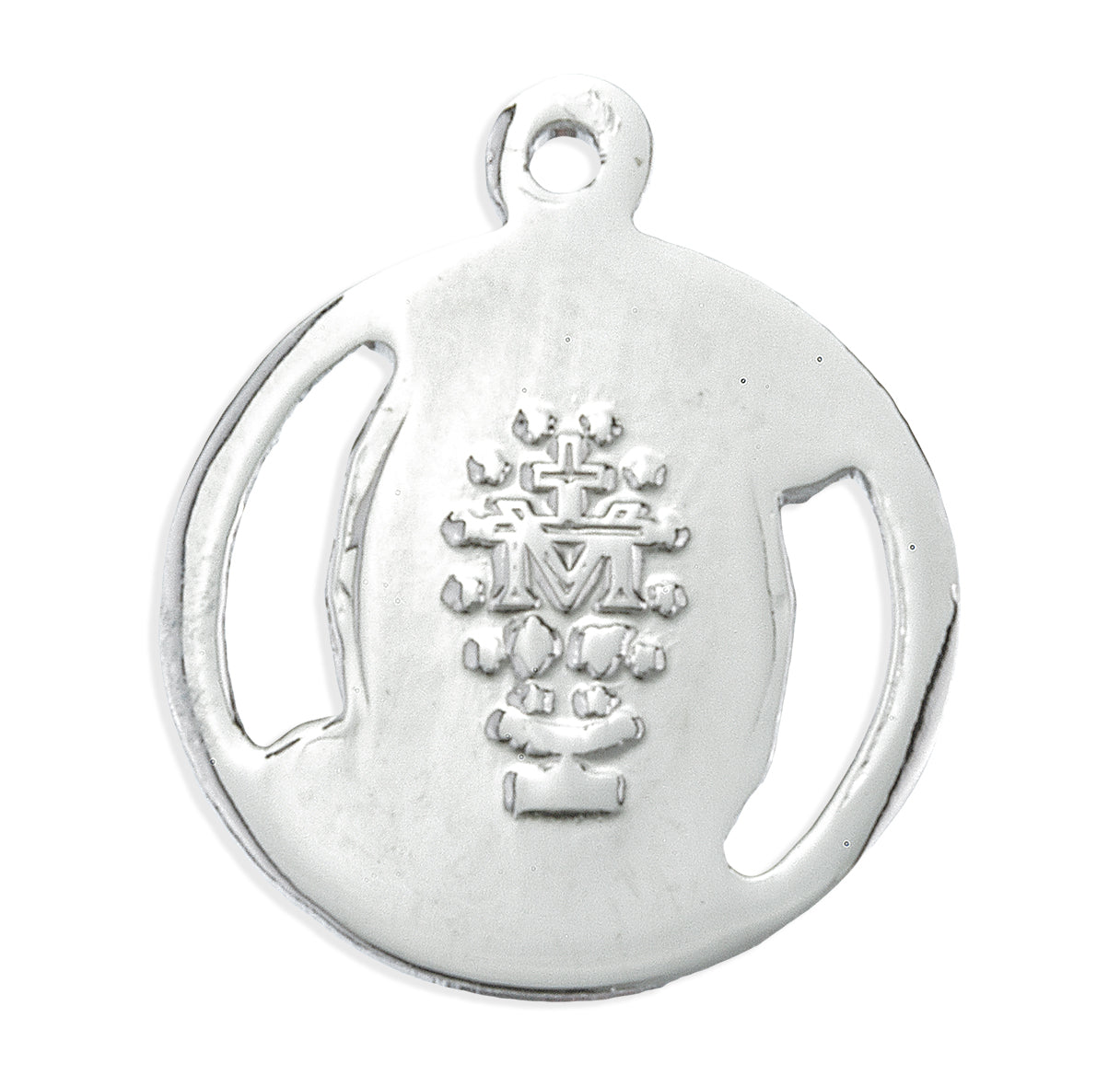 Sterling Silver Blue Enameled Miraculous Medal Pendant with Chain | .925 Silver