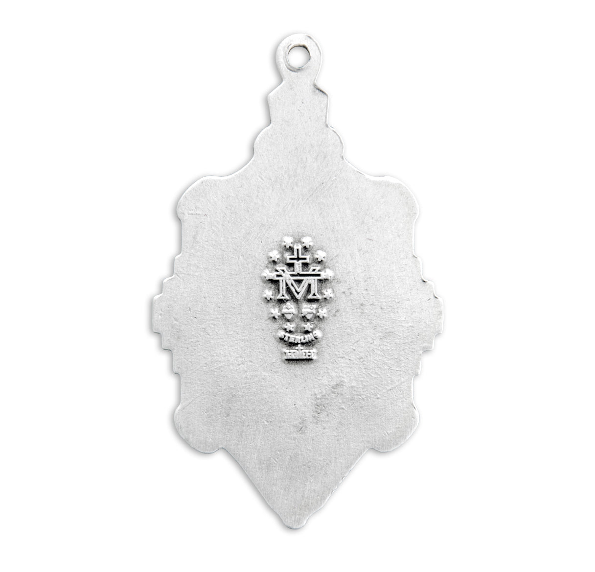 Sterling Silver Fancy Enameled Miraculous Medal Pendant with Chain | .925 Silver