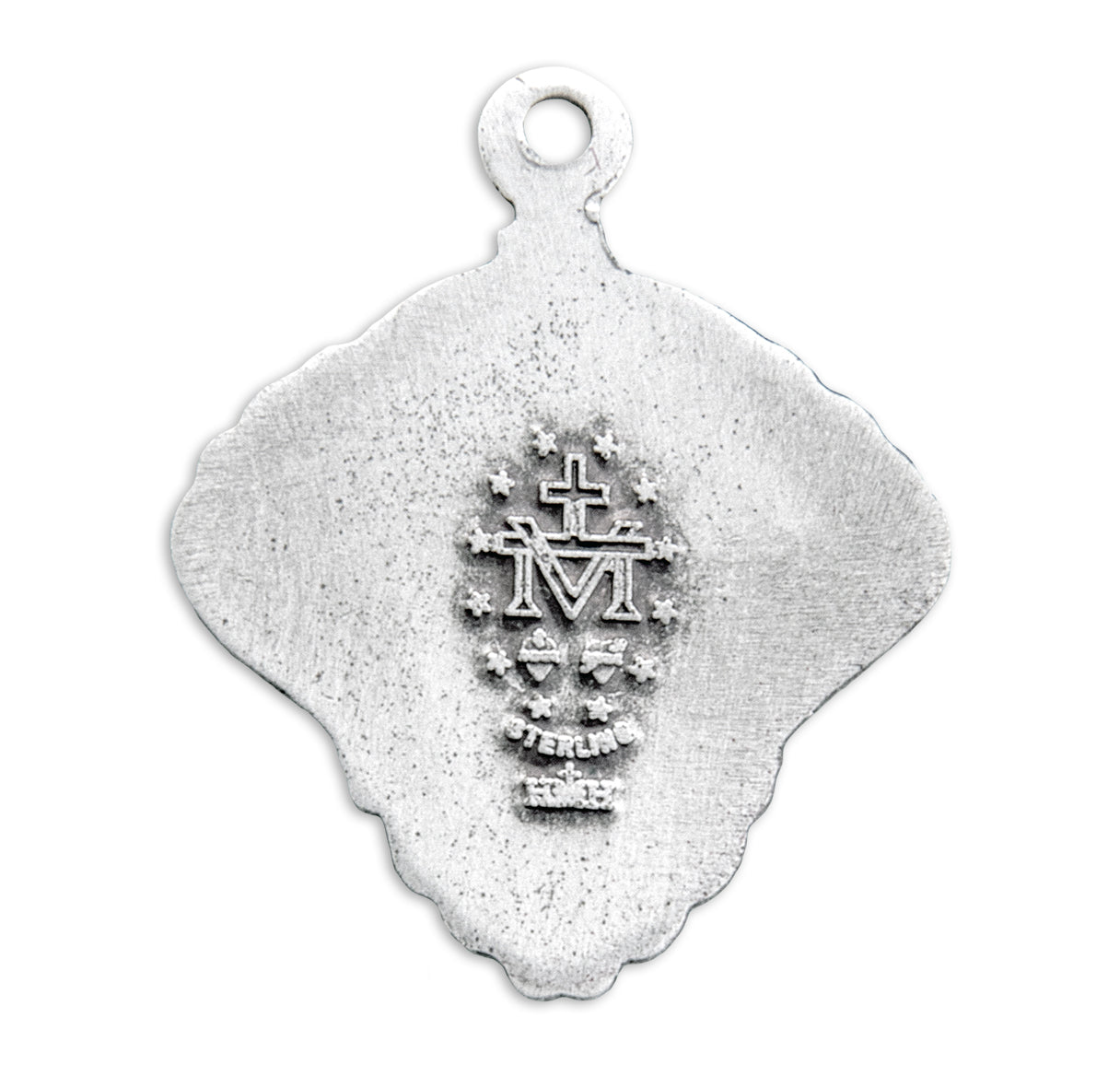 Sterling Silver Miraculous Medal Pendant with Chain with Baroque Scrolling Border | .925 Silver