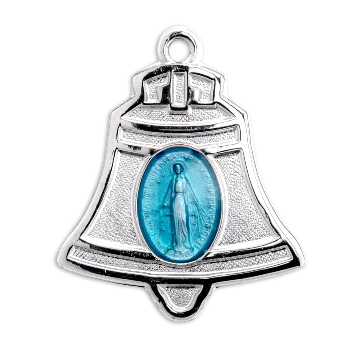 Sterling Silver Bell Miraculous Medal Pendant with Chain | .925 Silver