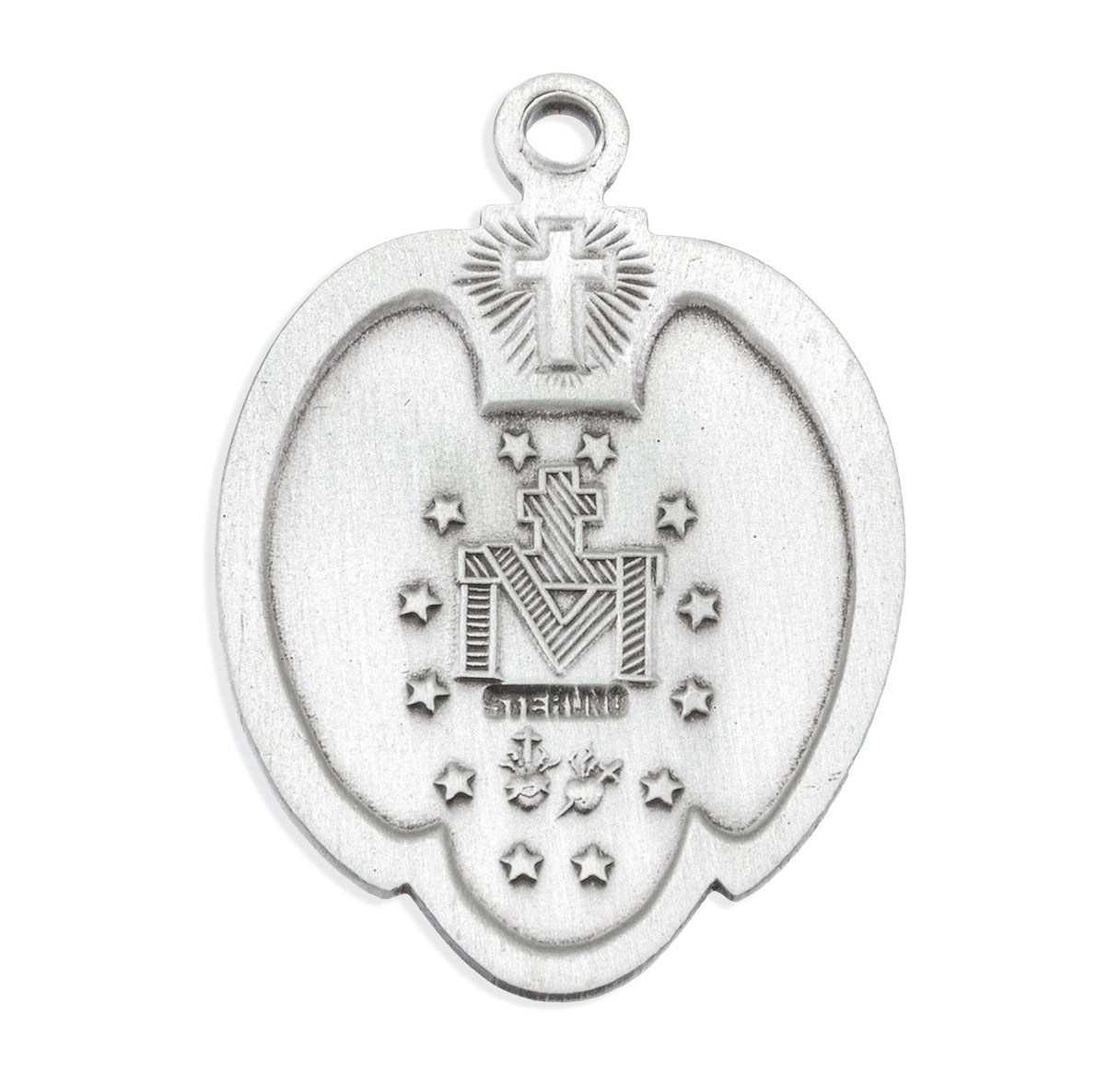 Sterling Silver Miraculous Medal Pendant with Chain | .925 Silver