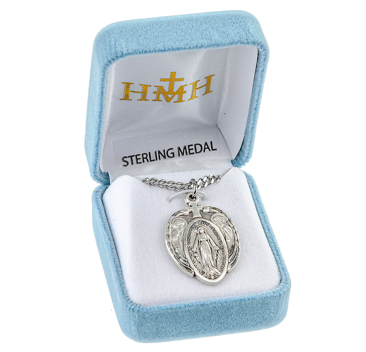 Sterling Silver Miraculous Medal Pendant with Chain | .925 Silver