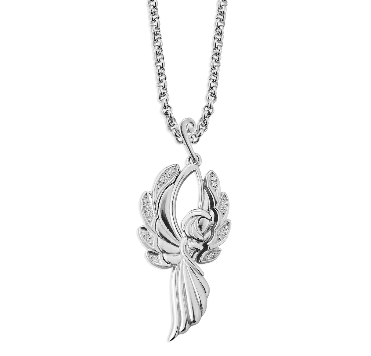 Sterling Silver Angel Pendant with CZ Wings | .925 Silver