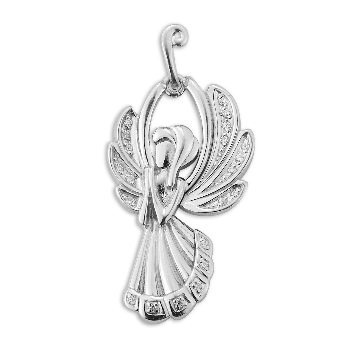 Sterling Silver Angel Pendant with CZ Accents | .925 Silver