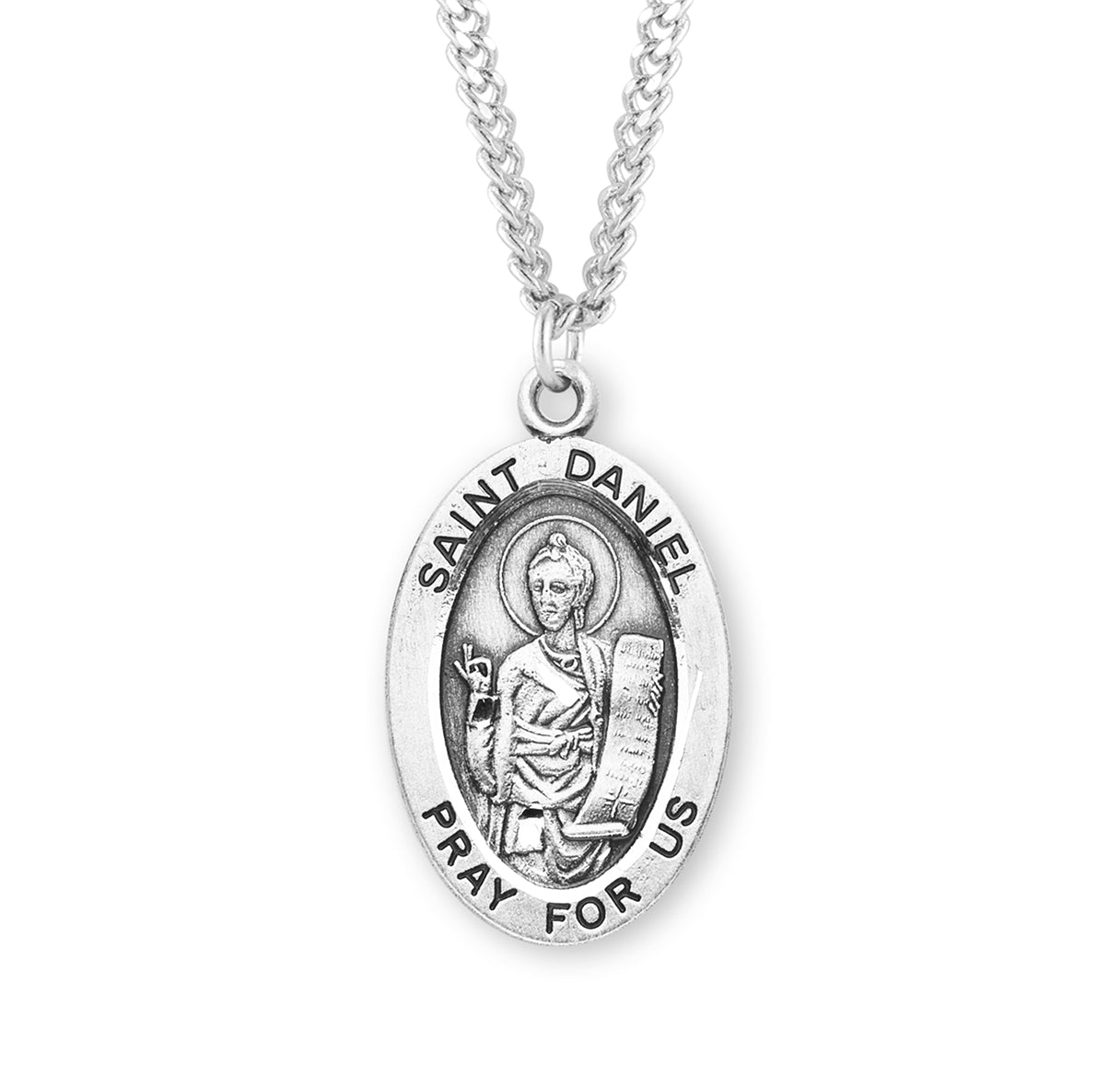 Patron Saint Daniel Oval Sterling Silver Medal Pendant with Chain | .925 Silver