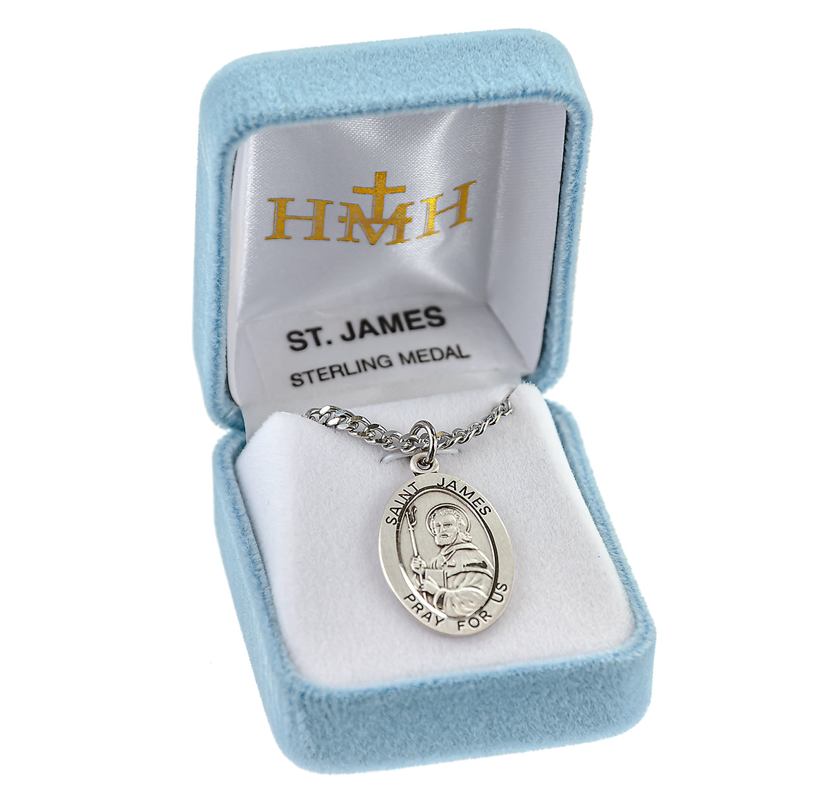 Patron Saint James the Greater Oval Sterling Silver Medal Pendant with Chain | .925 Silver