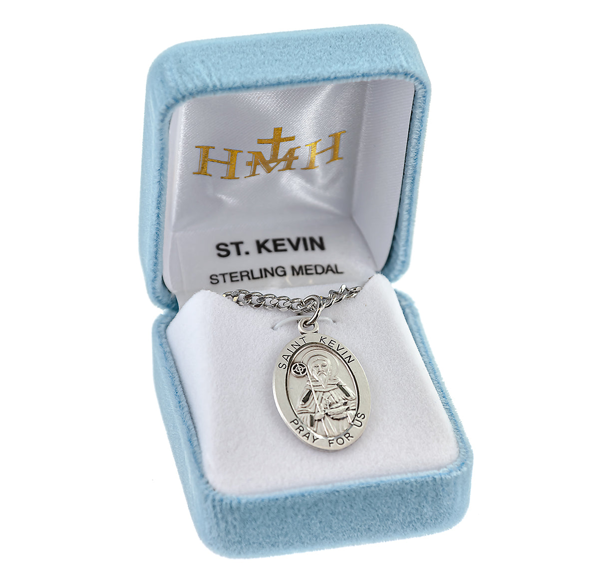 Patron Saint Kevin Oval Sterling Silver Medal Pendant with Chain | .925 Silver