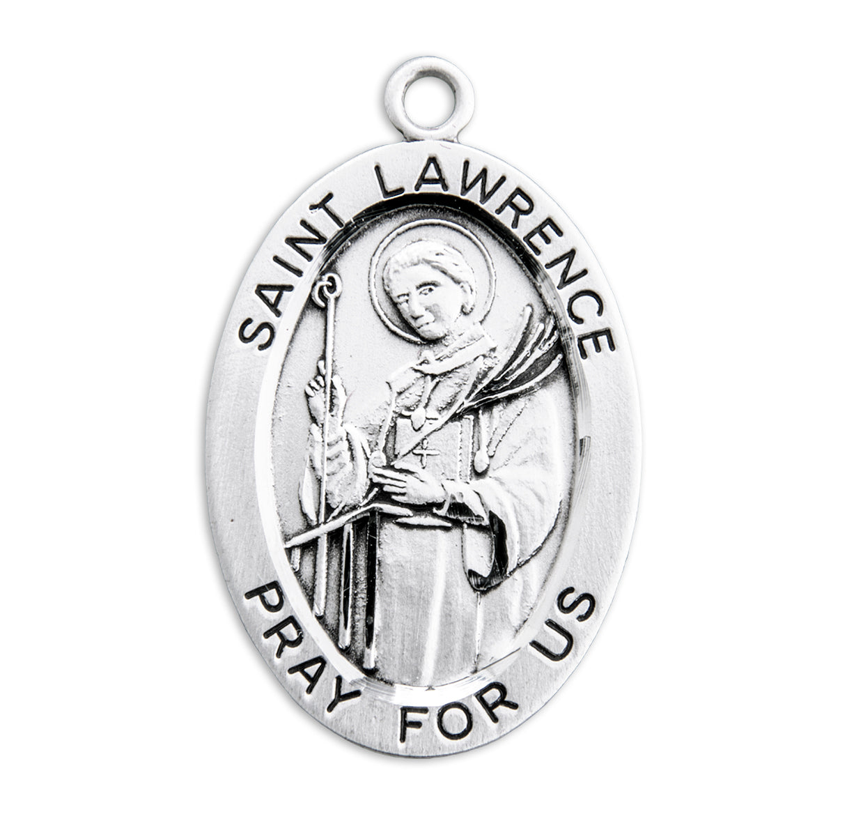 Patron Saint Lawrence Oval Sterling Silver Medal Pendant with Chain | .925 Silver