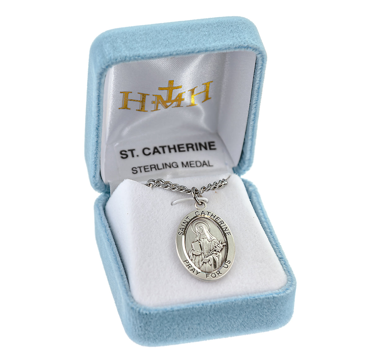 Patron Saint Catherine of Siena Oval Sterling Silver Medal Pendant with Chain | .925 Silver