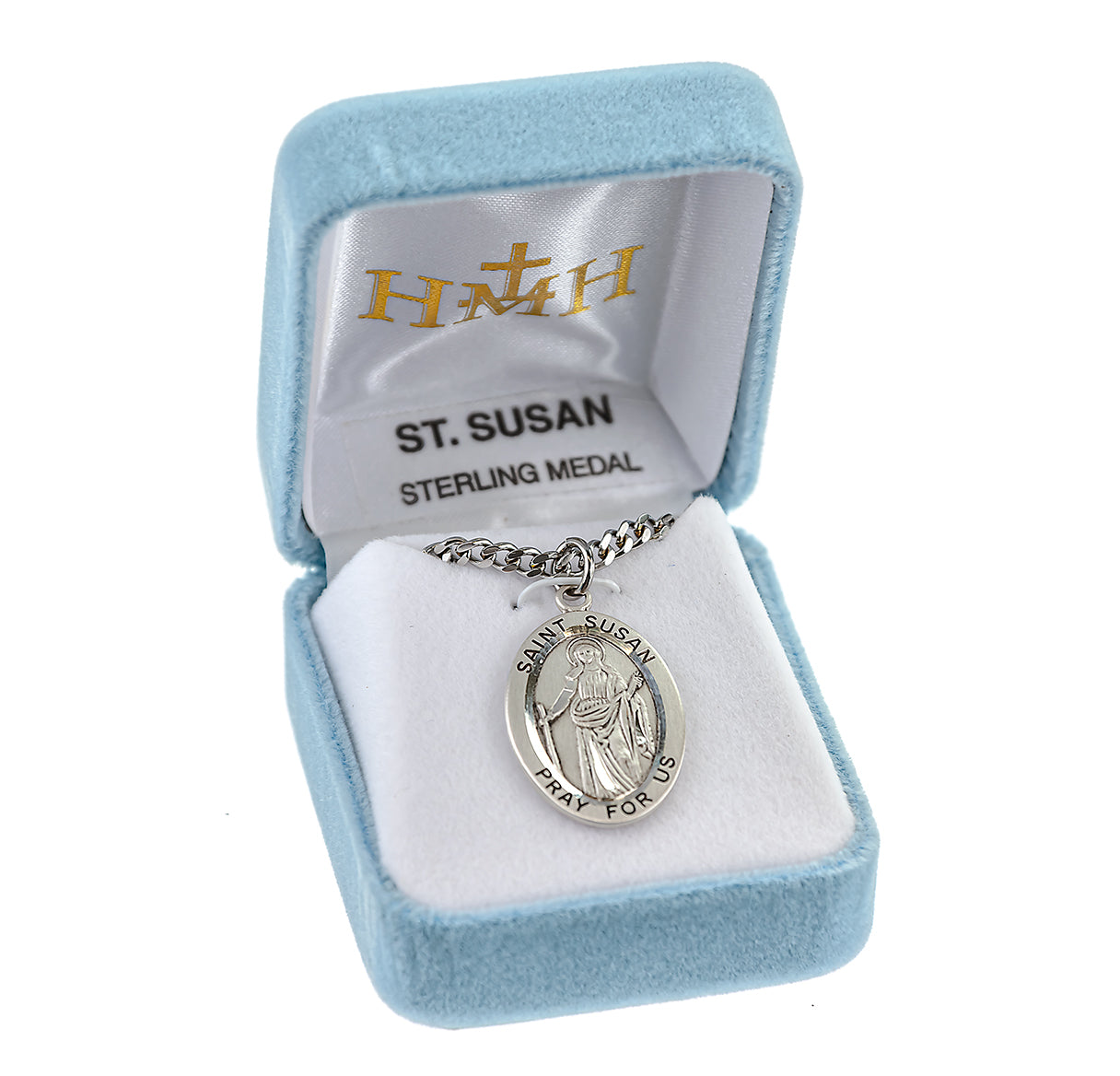 Patron Saint Susan Oval Sterling Silver Medal Pendant with Chain | .925 Silver