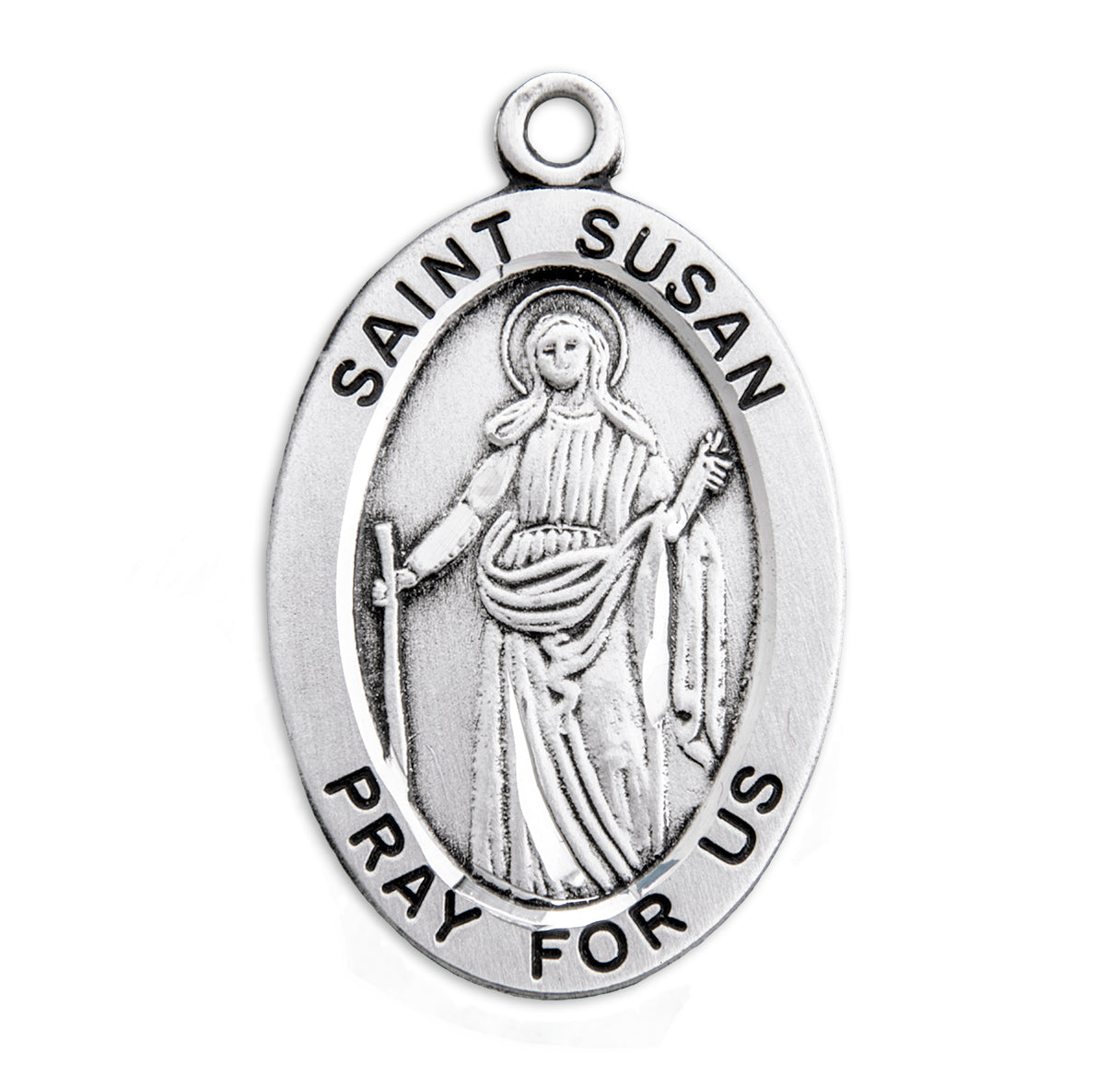 Patron Saint Susan Oval Sterling Silver Medal Pendant with Chain | .925 Silver