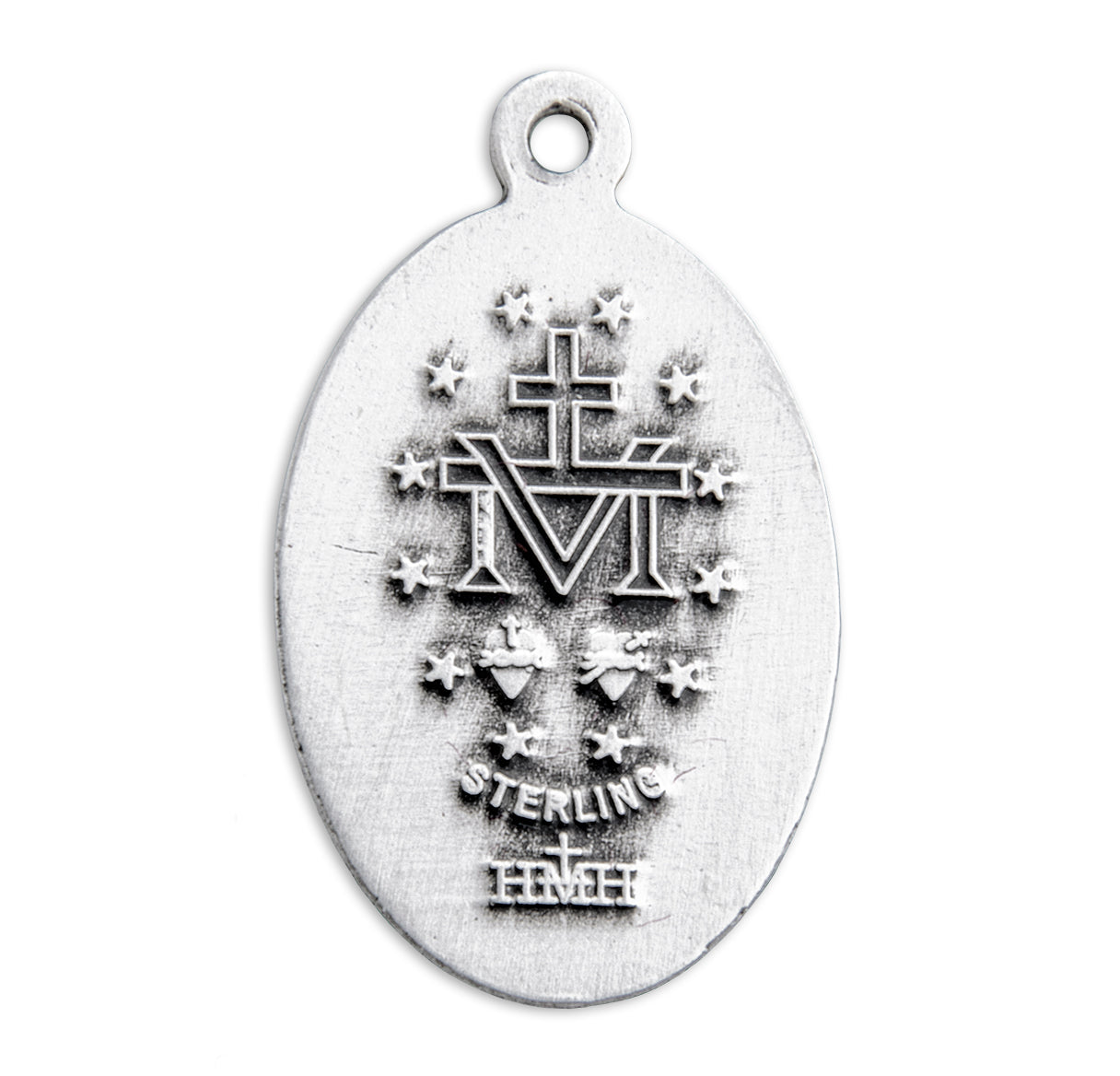 Sterling Silver Oval Miraculous Medal Pendant with Chain | .925 Silver