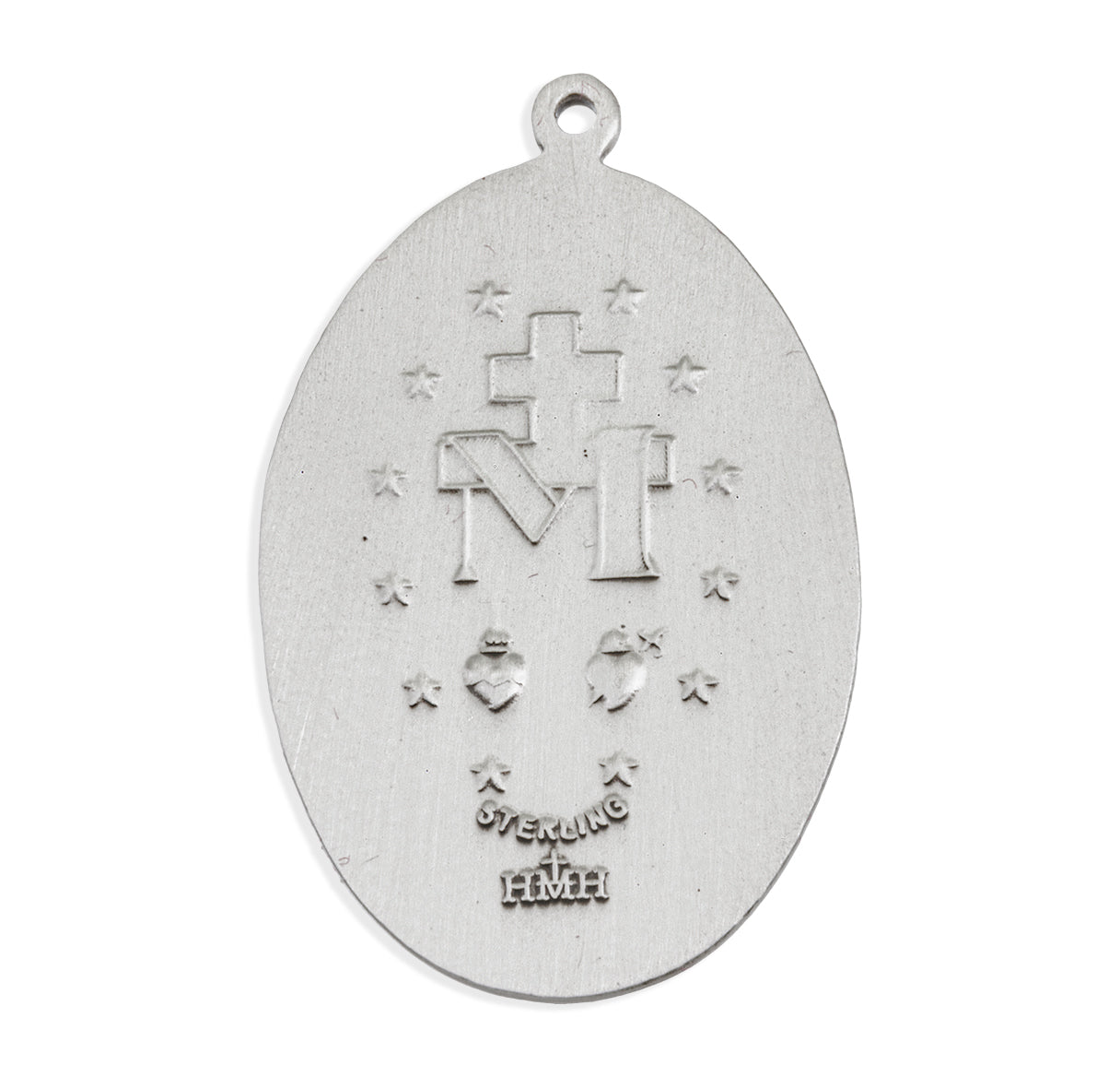 Sterling Silver Profile "Art Deco" Style Miraculous Medal Pendant with Chain | .925 Silver