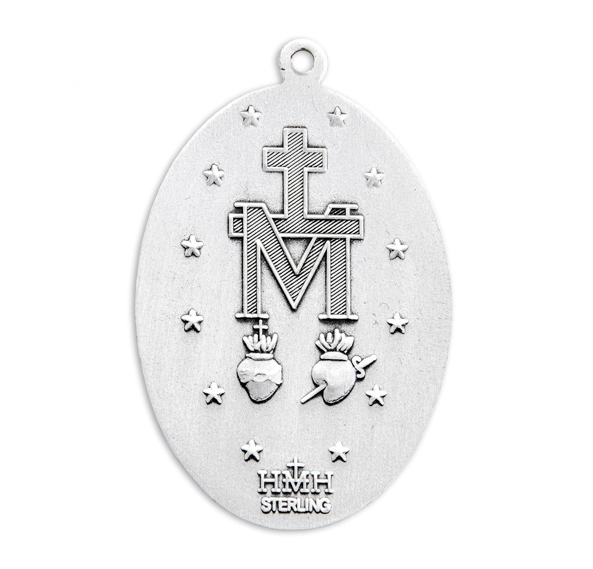 Sterling Silver Oval Miraculous Medal Pendant with Chain | .925 Silver