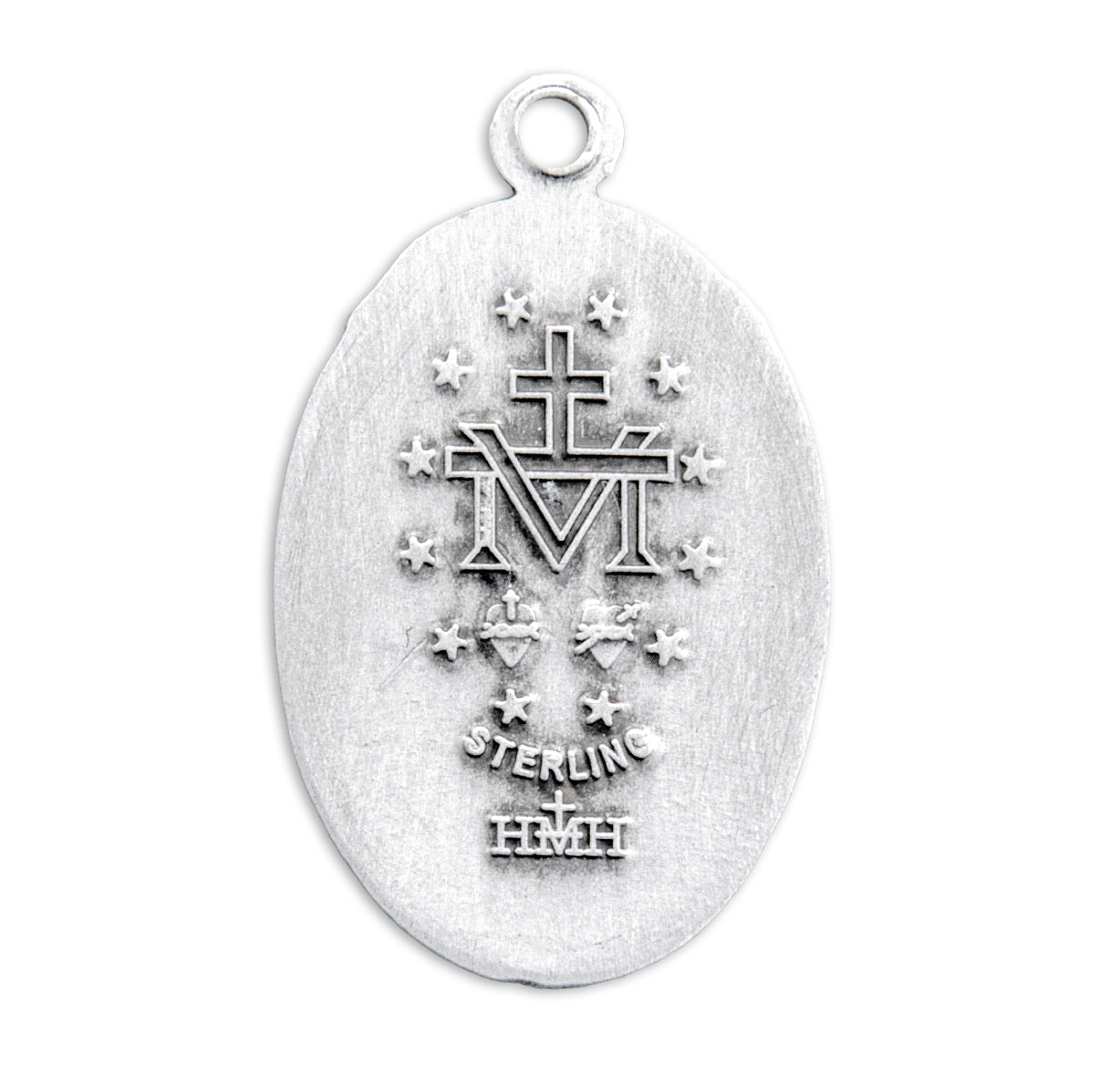 Sterling Silver Oval Miraculous Medal Pendant with Chain | .925 Silver