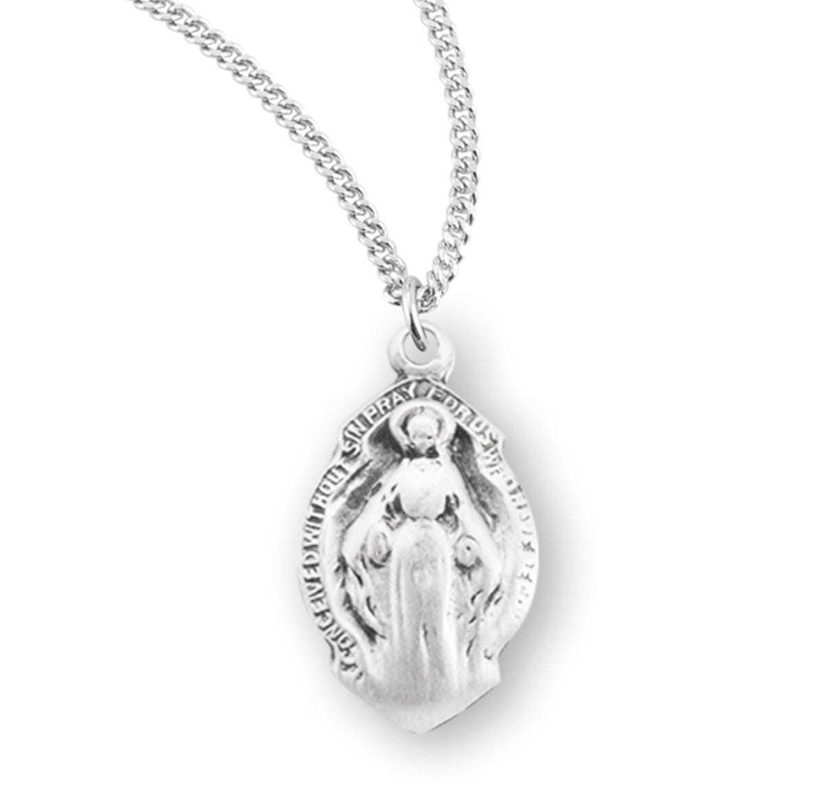 Sterling Silver Baby Miraculous Medal Pendant with Chain | .925 Silver