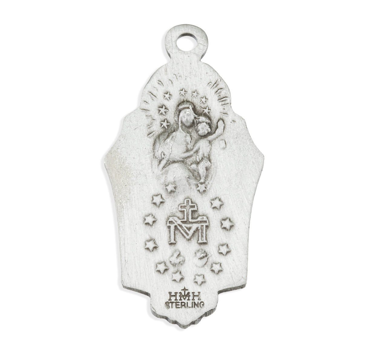 Sterling Silver Miraculous Medal Pendant with Chain Scapular Combination | .925 Silver