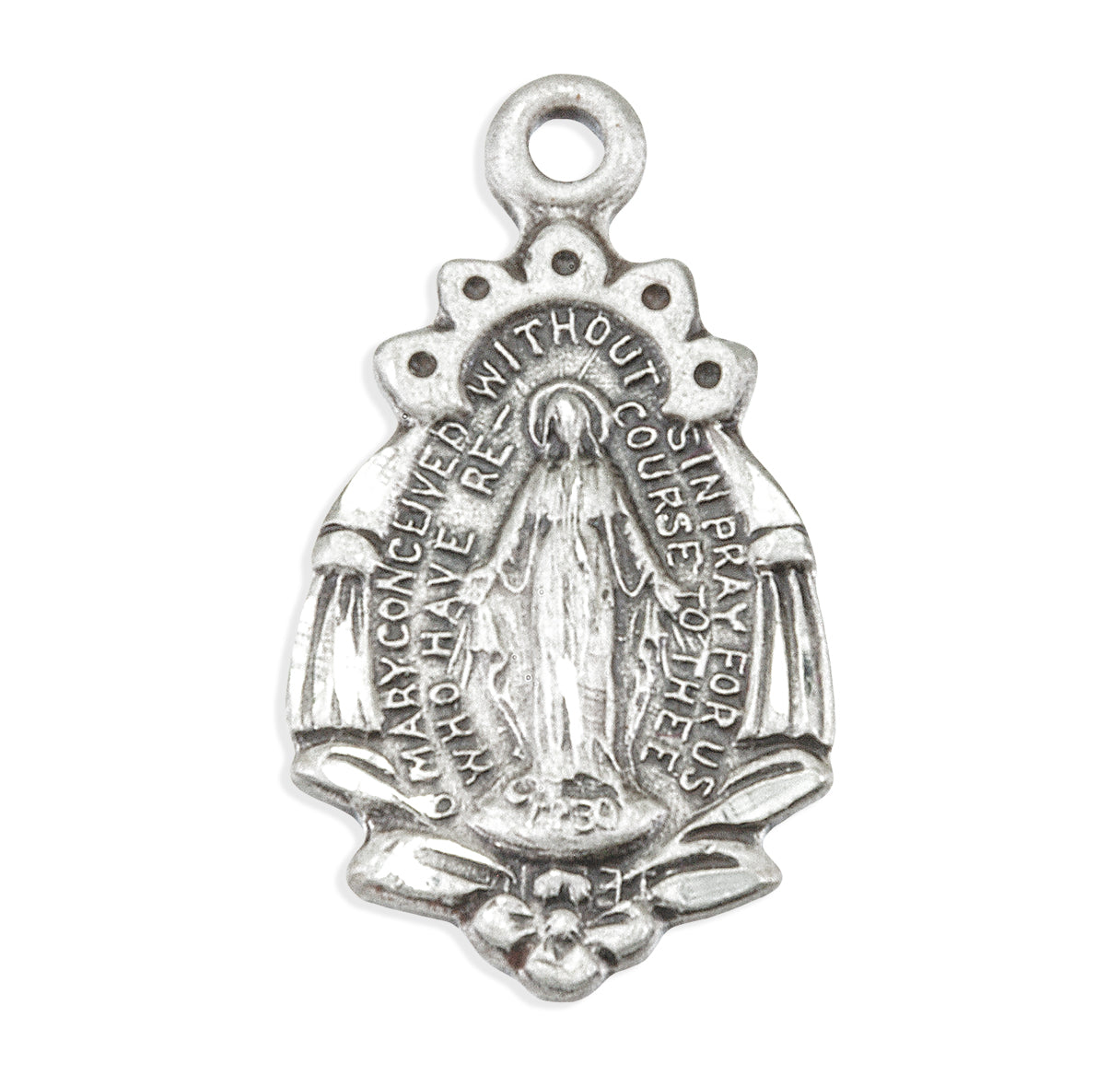 Sterling Silver Miraculous Medal Pendant with Chain | .925 Silver