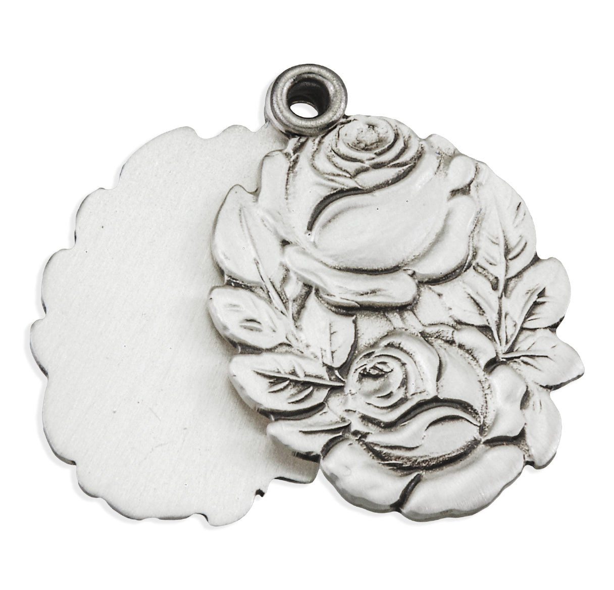 Sterling Silver Double Slide Rose Bud Miraculous Medal Necklace | .925 Silver
