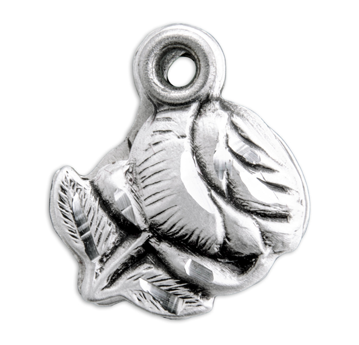 Sterling Silver Small Rose Bud Triple Slide Medal Pendant with Chain | .925 Silver