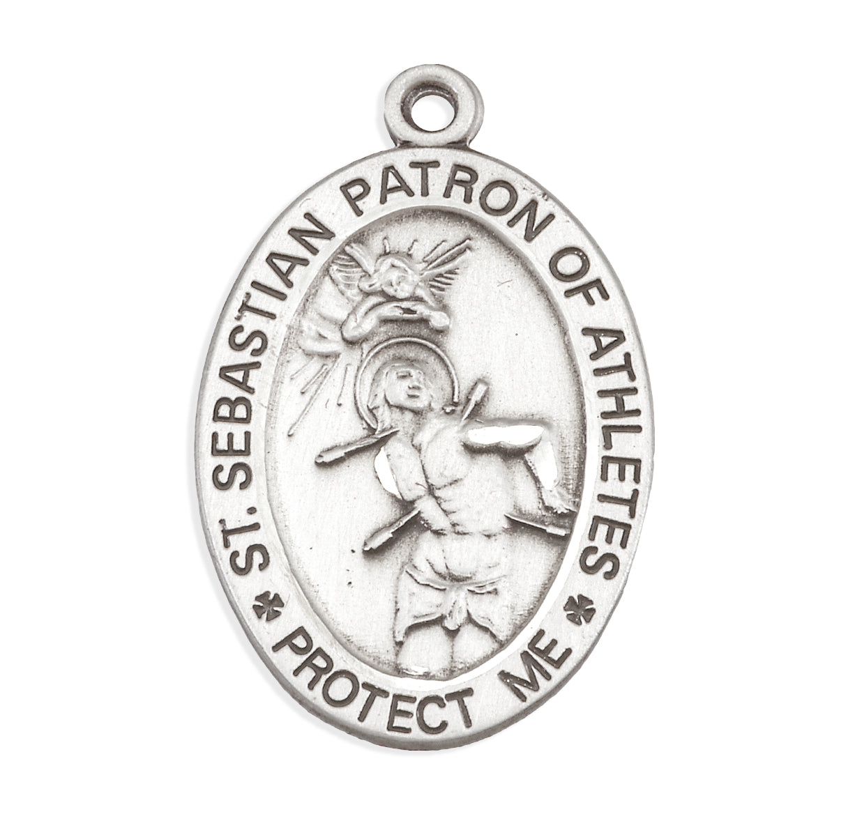 Sterling Silver St. Sebastian Patron of Athletes Medal Pendant with Chain | .925 Silver