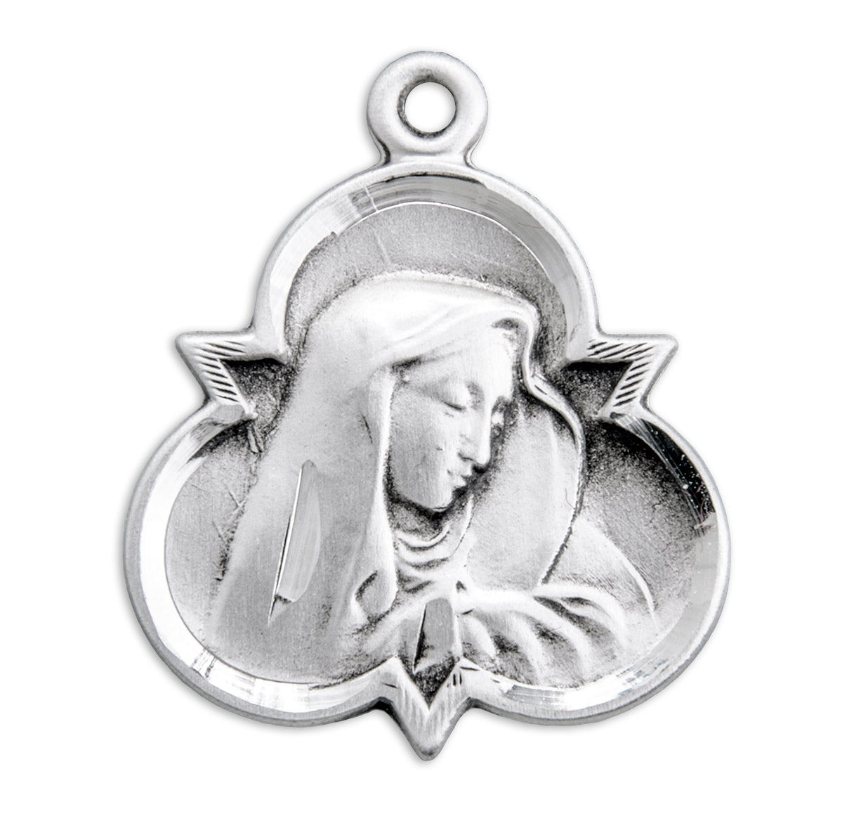 Our Lady of Sorrows Sterling Silver Trinity Symbol Medal Pendant with Chain | .925 Silver