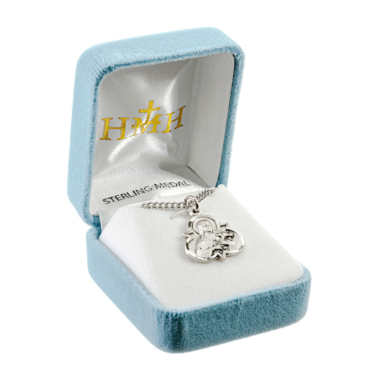 Saint Therese of Lisieux Sterling Silver Trinity Medal Pendant with Chain | .925 Silver