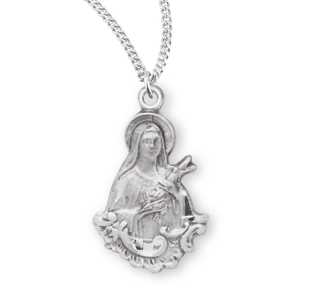 Saint Therese of Lisieux Sterling Silver Medal Pendant with Chain | .925 Silver
