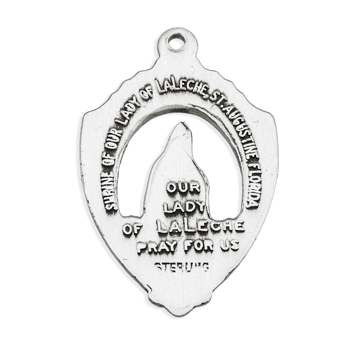 Our Lady of Laleche English Version Sterling Silver Medal Pendant with Chain | .925 Silver